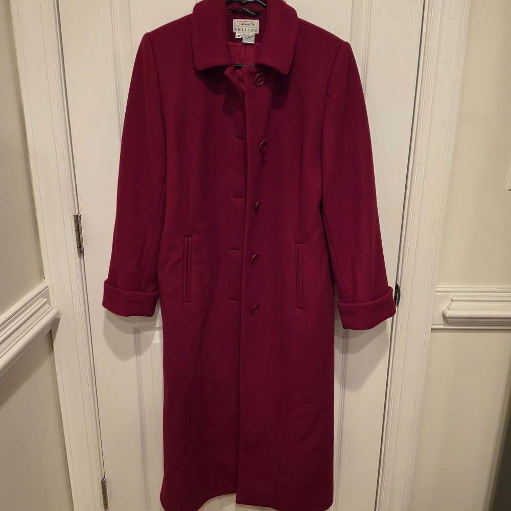 Talbots Vintage Long Double Breasted Wool Coat 90s Size 8 Petite‎ Sophisticated